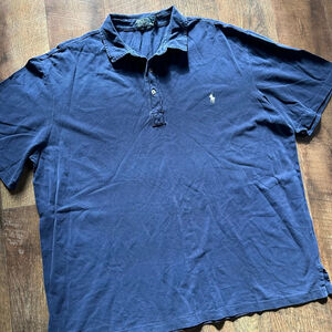 Men's Polo by Ralph Lauren Blue 2XLT Featherweight Polo Shirt